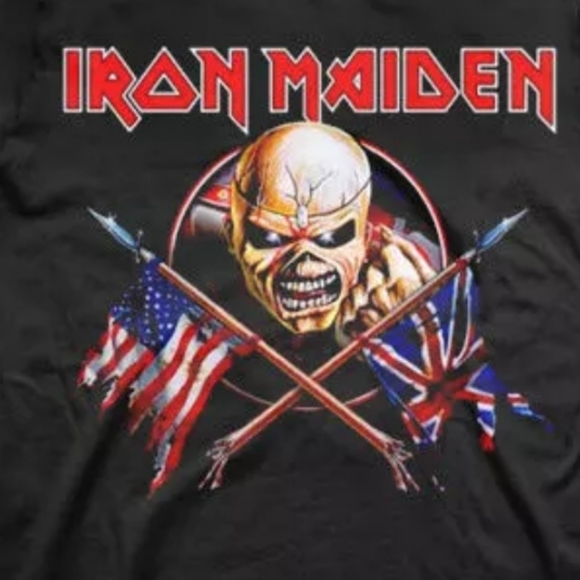 Iron Maiden Eddie Crossed Flags Heavy Metal Shirt - Picture 2 of 2